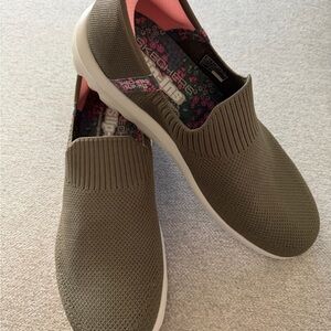 Skechers Women's Olive Knit Slip-On Sneakers